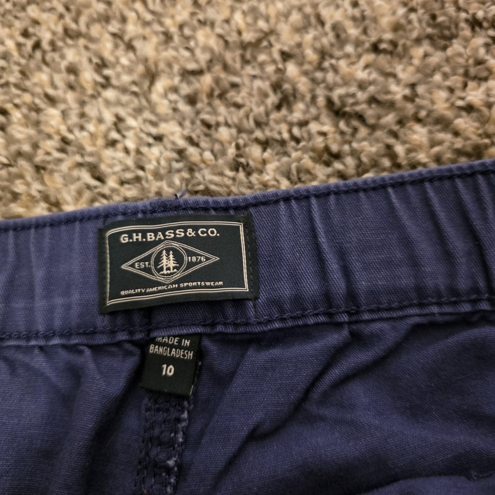 G.H. Bass & Co. Pants Womens 10 Blue Chino Ankle Straight Leg Elastic Waist - Picture 4 of 7